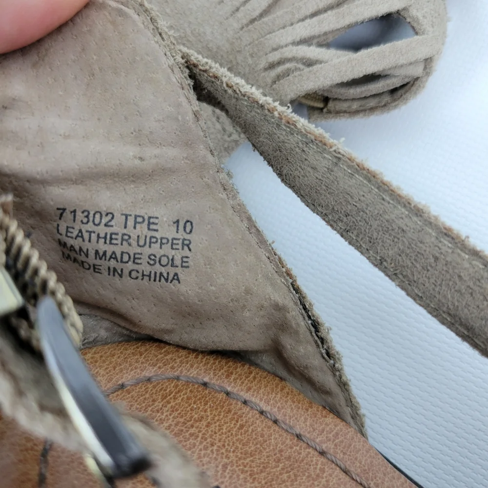 Minnetonka Suede Leather Fringe Sandals Sz 10 - Picture 8 of 12